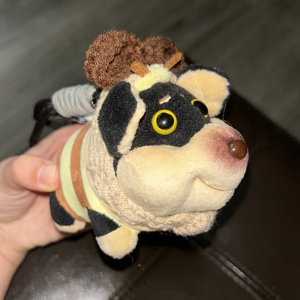 Dog Bee Adorable Brown and Tan Plush Keychain